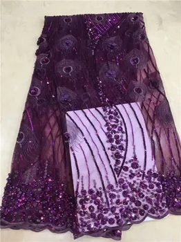 

2019 Latest African French Lace Fabric Dusty Gold White High Quality Tulle Laces Fabrics With Beaded For African Lace Dresses