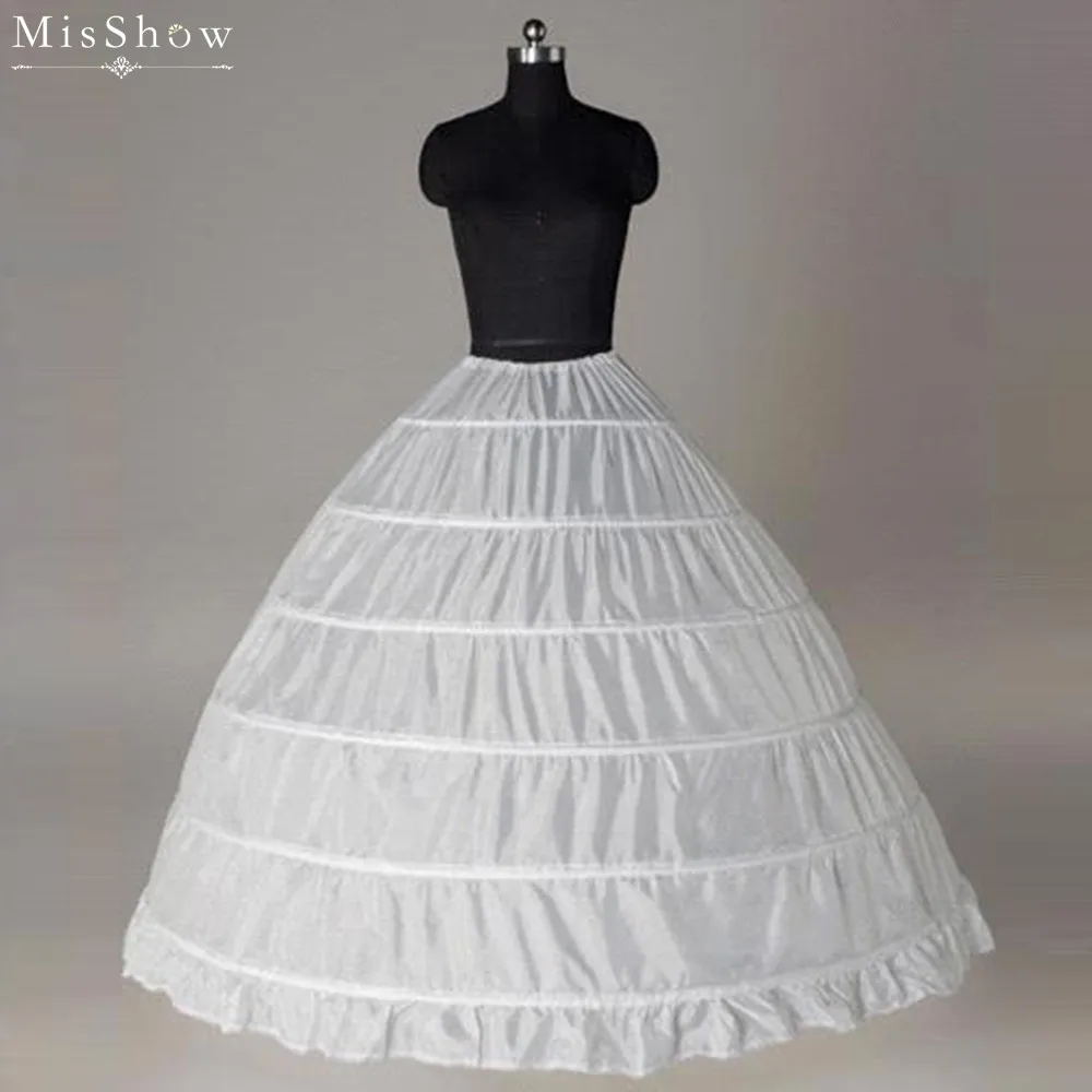 Высокое качество новая мода 6 Обручи Свадебная юбка белая кринолиновая Нижняя юбка для свадебного платья Свадебные платья