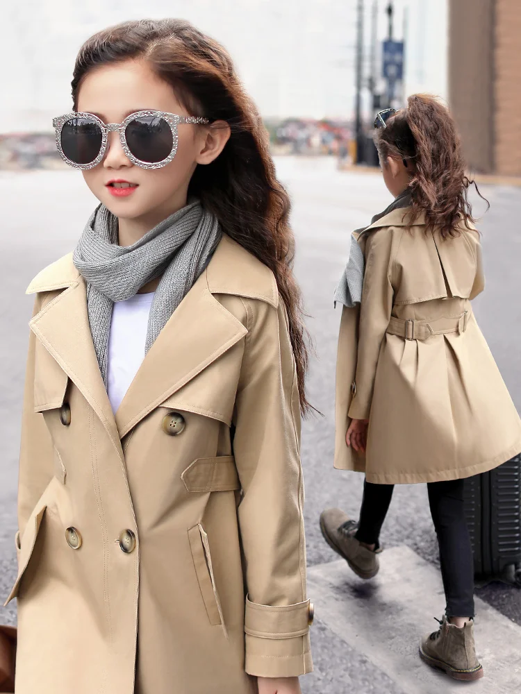

Girls Trench Coat Girls Long Jacket Children Spring Autumn Long Coat Kids Cotton Jacket Child Clothes