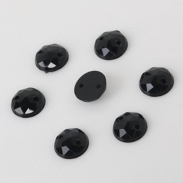 8mm Round Crystal Flatback Acrylic Beads Two Holes Loose Beads For DIY Jewelry Making Needlework Accessories