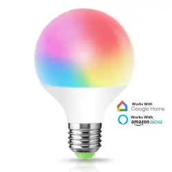 Smart Светодиодный лампы G80 E27 WI-FI света 60 W Equivalen работает с Alexa и Google дома День белый 6000 K RGB Цвет изменение пятна