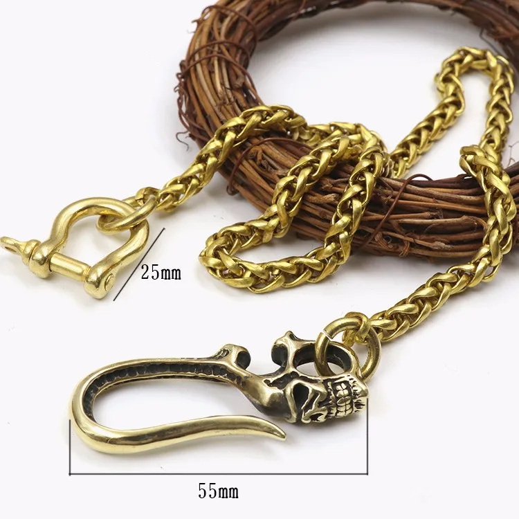 

Solid Brass Bag Belt Chain for Wallet Trousers Pants Keychain Hanbag Strap Clip Buckle DIY Leather Crafts Accessory Bag Chain