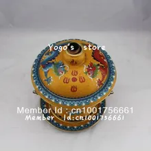 18 см Китай cjewelry Эмаль Медный самовар утолщенной китайский Пекин cloisnne уголь медь емкость для фондю ручной работы пособия по кулинарии