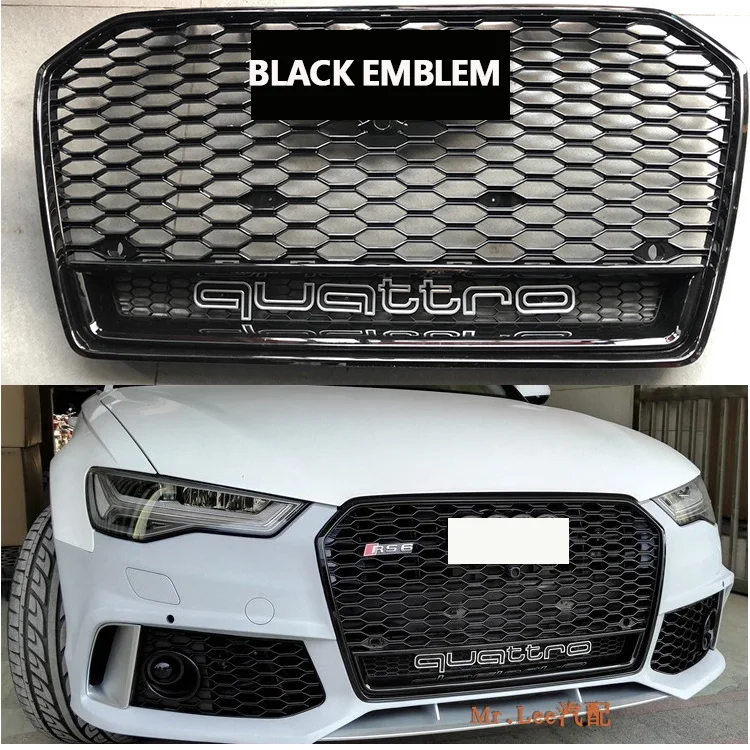 

2016-2018 RS6 style ABS Black Painted radiator mesh Grille Auto Grills racing grille suitable For Audi A6 S6 RS6 after facefift