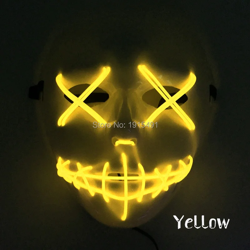 

Voice Sensitive Funcy Dress Up Accessory EL Wire Bull Slit Mouth Mask Fluorescent Led Strip Rave Evil Ghost Mask as Christmas
