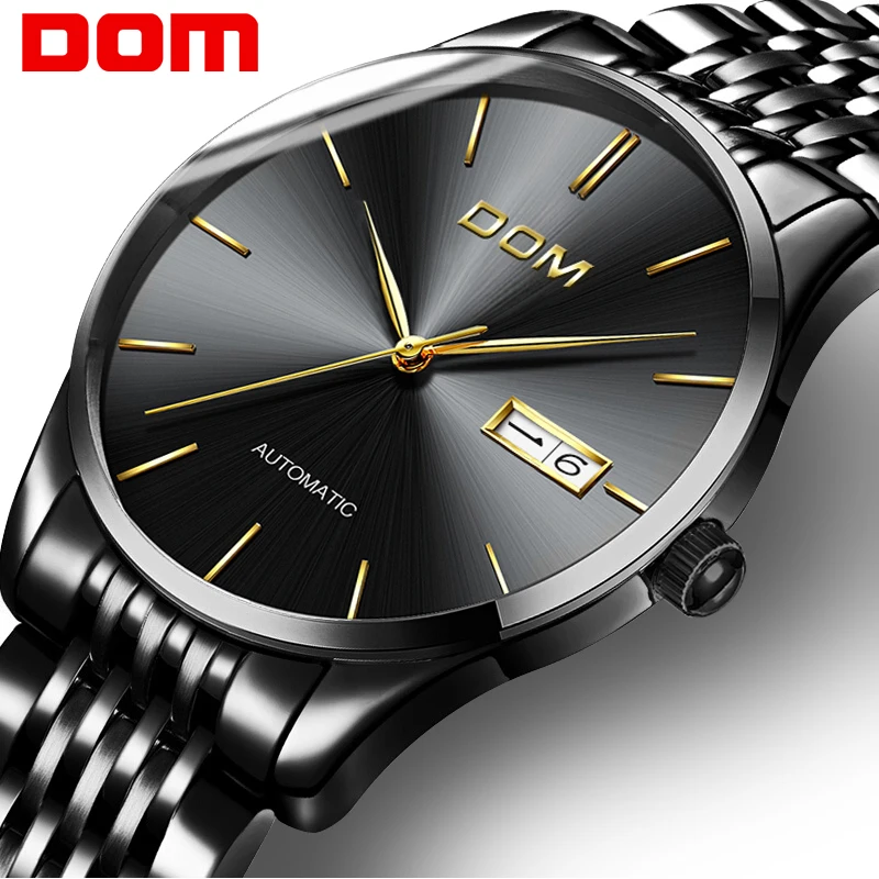 

Men&#39s watch New DOM Top Luxury Brand Stainless Steel strap sport watch Mechanical Wristwatches relogio masculino M-89BK-1M
