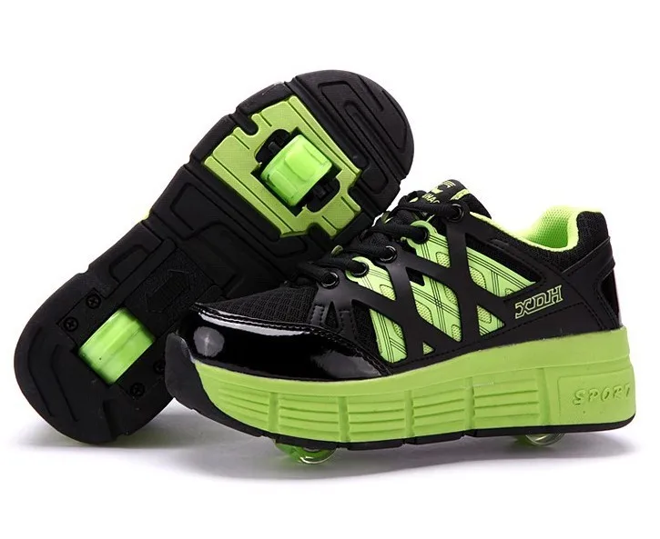 

Children Shoes With Two Wheels Button Breathable Kids Roller Sneakers Casual Sport Pulley Shoes 29-40