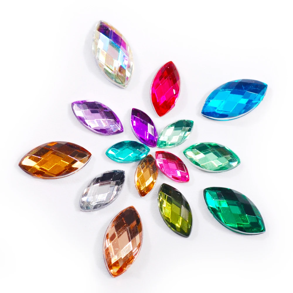 

High quality new 1000pcs mixed size horse eye shape acrylic crystal rhinestone DIY nail art design decorative accessories