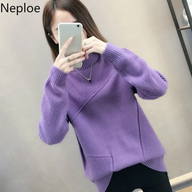 Neploe/корейские осенне-зимние новинки Свободные вязаные свитера с высоким