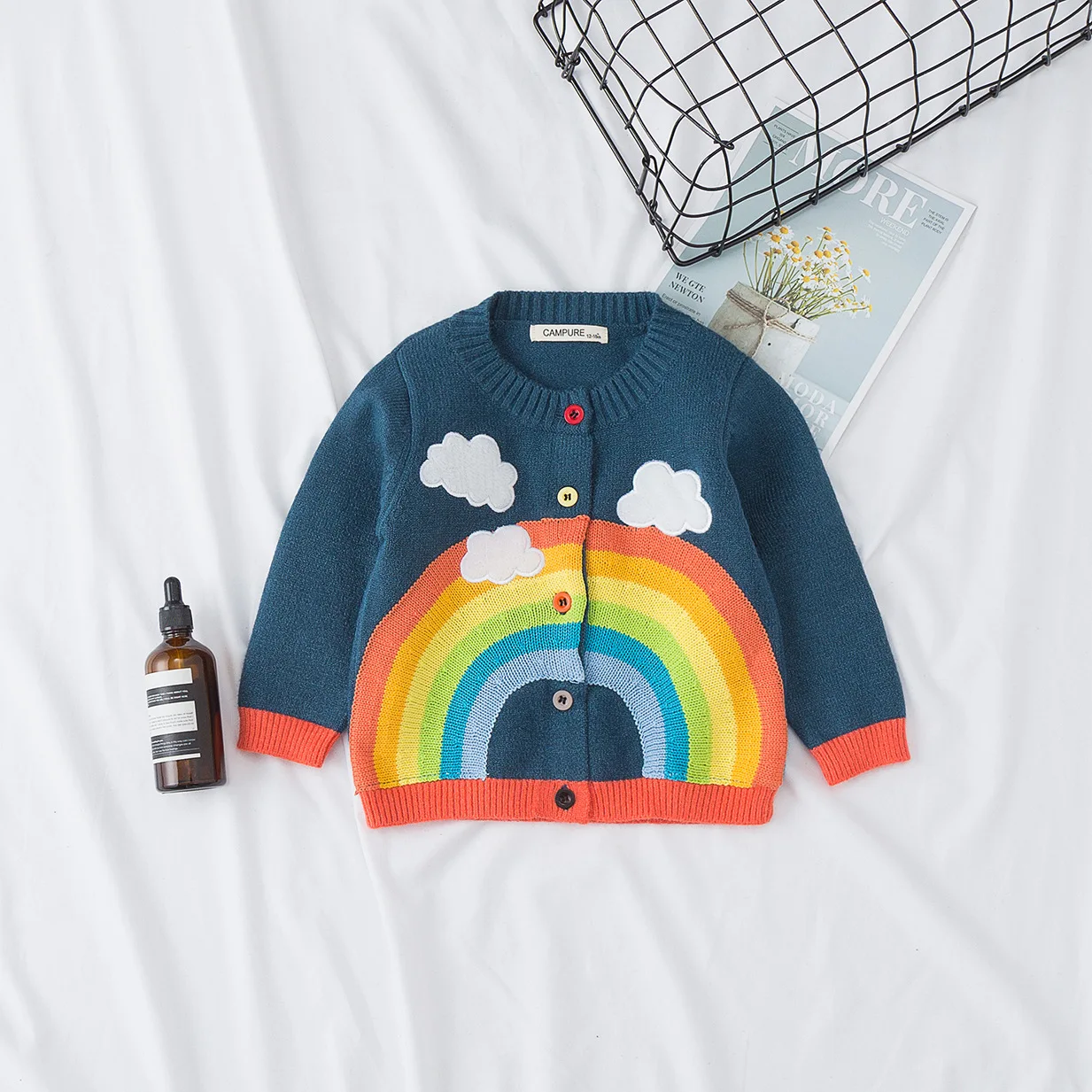 

Cute Rainbow Baby Cardigan Baby Boys and Girls Clothes Long Sleeve Knitted Jacket for Children Outer Wear Baby Sweater