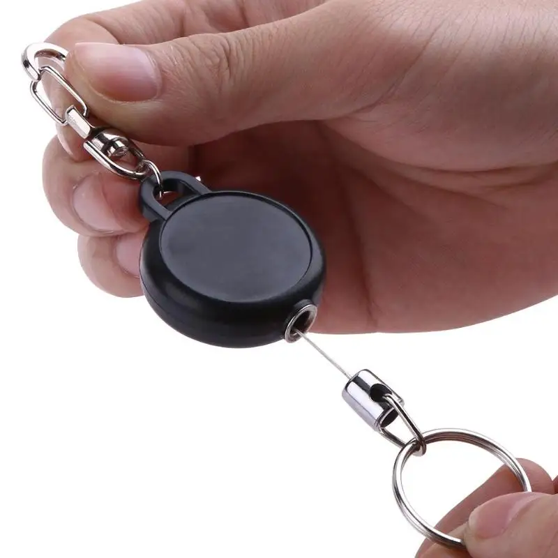 

Outdoor Survival Keychains Funny EDC Steel Wire Rope Recoil Ring Retractable Pull Phone Key Chain Unisex Man Jewelry Accessories