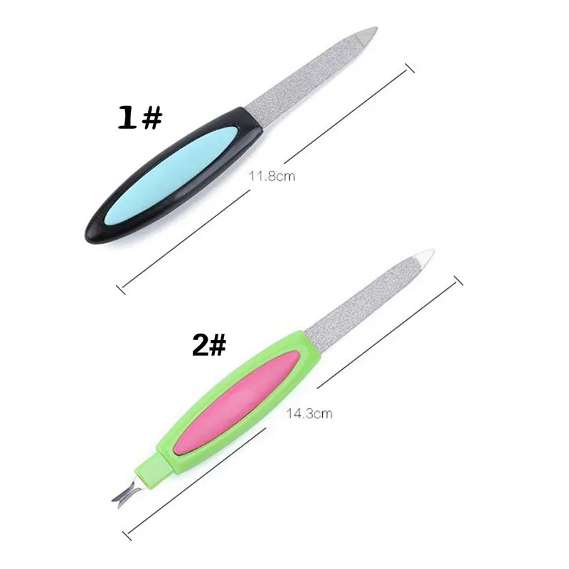 

Nail File Nail Polisher Sanding Block Metal Nail Buffer Buffing Dead Skin Fork Plastic Handle Toe Nail Manicure Pedicure Tool