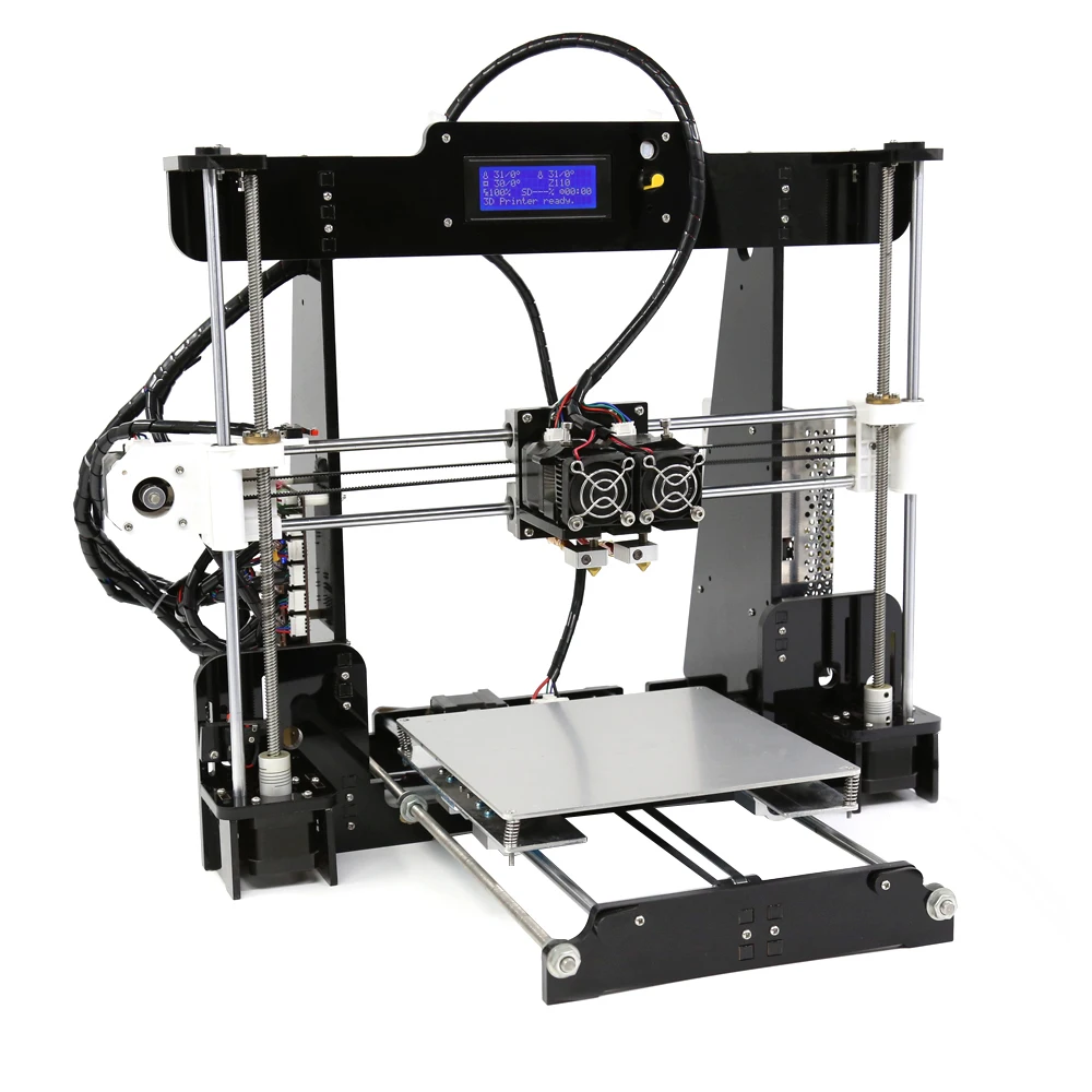 

FDM Dual Extruder Prusa i3 3D Printers Kit Anet A8M Large Size Printing Platfor DIY Desktop LCD2004 3D Printer with PLA Filament