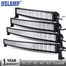 Oslamp 7D 2" 200 Вт 32" 300 Вт 4" 400 Вт 52" 500 Вт изогнутые светодио дный свет бар+ DRL Offroad Spot/потока светодио дный свет работы грузовик внедорожник 4x4 12 В 24 В