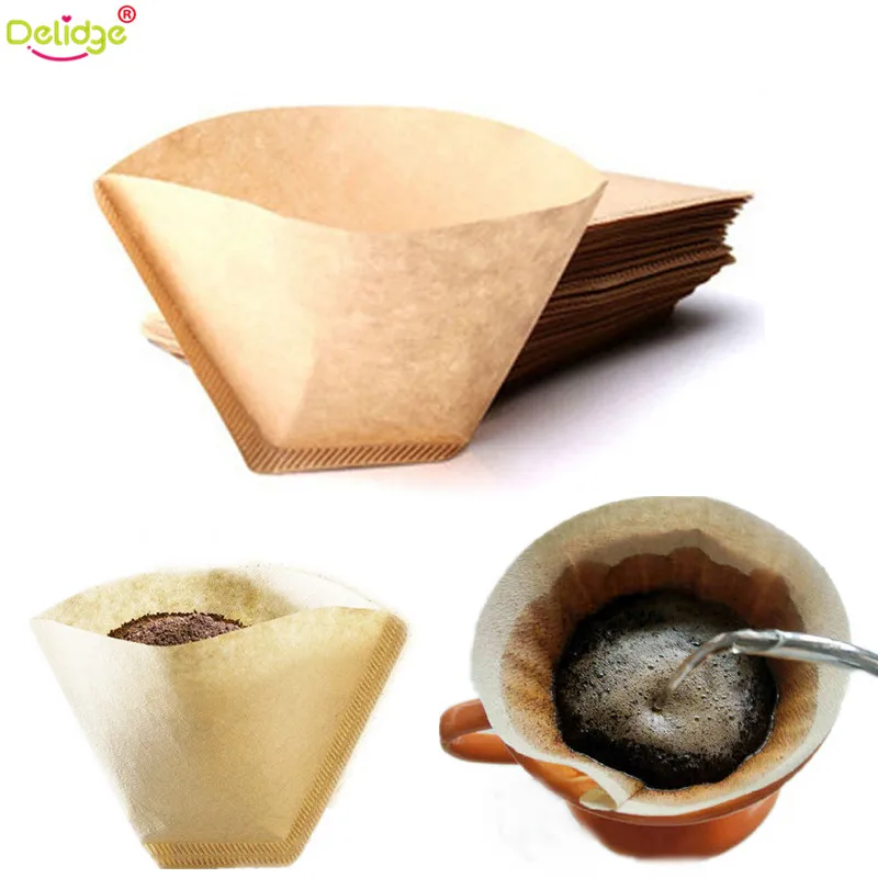

Delidge 100 pcs /set Coffee Filter Papers Unbleached Cones Cups Brewer Espresso Strainer Hand Drip Paper Coffee Filter Packs