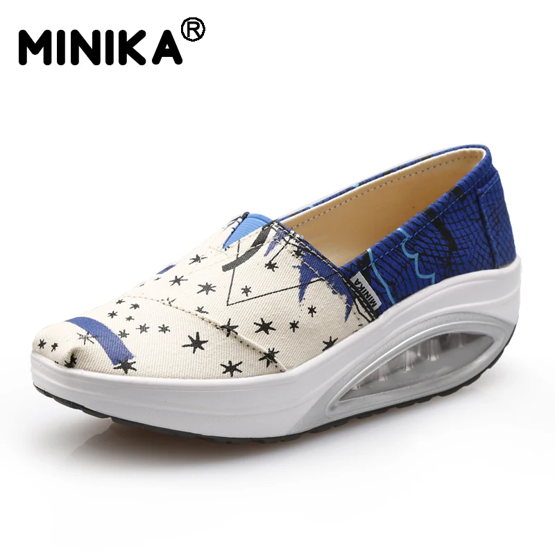 Minika Casual Canvas Shoes Woman Swing Platform Fitness Shoes Air ...