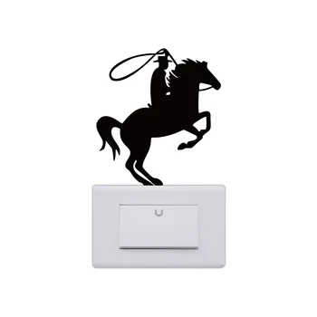 

MA-35 Cowboy Riding Horse Vinyl Switch Sticker Creative Cartoon Animal Wall Sticker Home Wallpaper