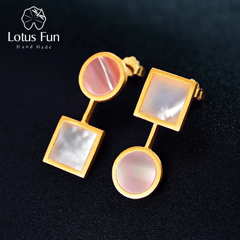 Lotus Fun Настоящее серебро 925 проба Натуральный в виде ракушки Творческий ювелирные украшения искусство