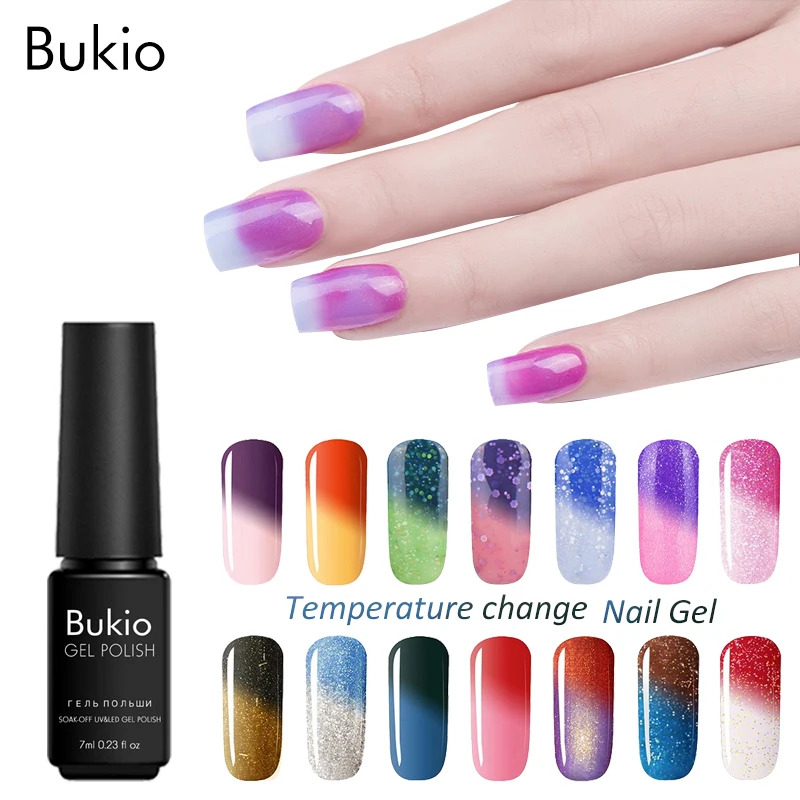 

Bukio Chameleon Gel Polish 7ml Uv Lamp Permanent Enamels Gel Varnish for Nails Temperature Change Nail Gel Lacquer Nail Art