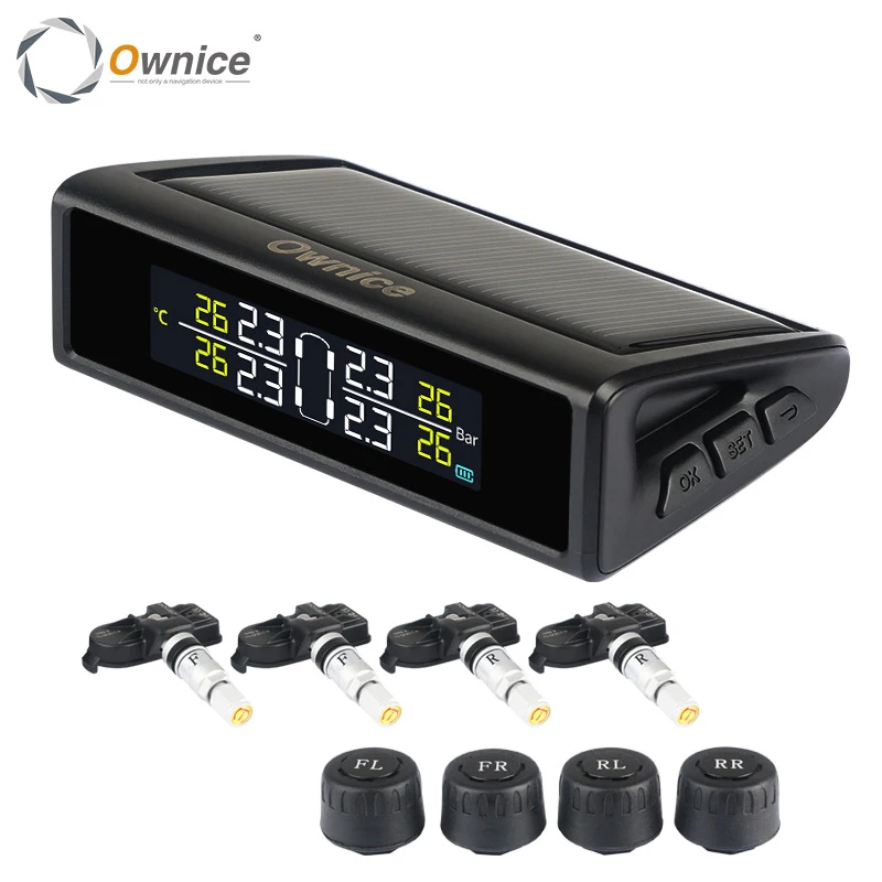 Solar Power USB TPMS Car Tire Pressure Monitoring Color Display External Internal Sensors for VW Toyota SUV Temperature Warning |