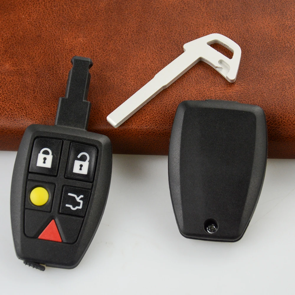 Okeytech 5ボタンの交換車のキーケースfobハウジングと挿入包茎ブレイドボルボc30 C70 V50 V40スマートカード Car Key Aliexpress
