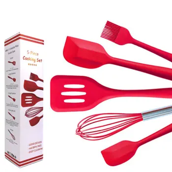 

Integrated Silicone Scraper, Spatula, Brush, Egg Beater, Silicone Cookware, 5-Piece Suit, Non-Stick Pot Simple Style