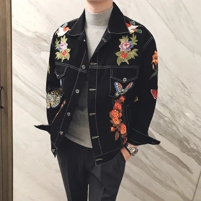mens floral embroidered jeans