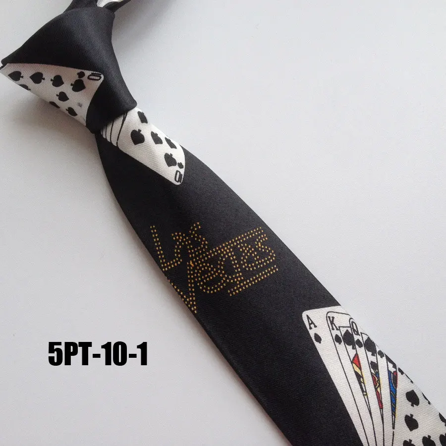 

5cm Fashion Men Narrow Ties Unique Personality Neck Tie Black with Cards
