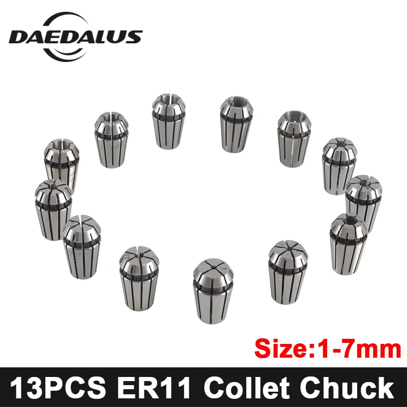 

Free Shipping 0.3KW/0.5KW Spindle 13pcs ER11 Collet Chuck 1-7mm Spring Collet Chucks Tool Holder For CNC Engraving Maching
