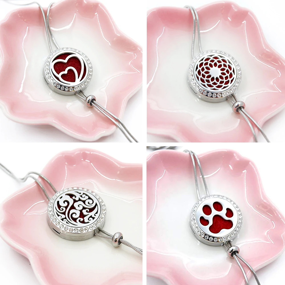 1- A- NP03-13 Essential Oil Diffuser Locket Pendant Necklace Stainless Steel