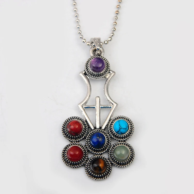 New Arrival Flower of Life Pendant 7 Chakra Stone Yoga Symbol Reiki Health Amulet Natural Necklace|Подвески| |