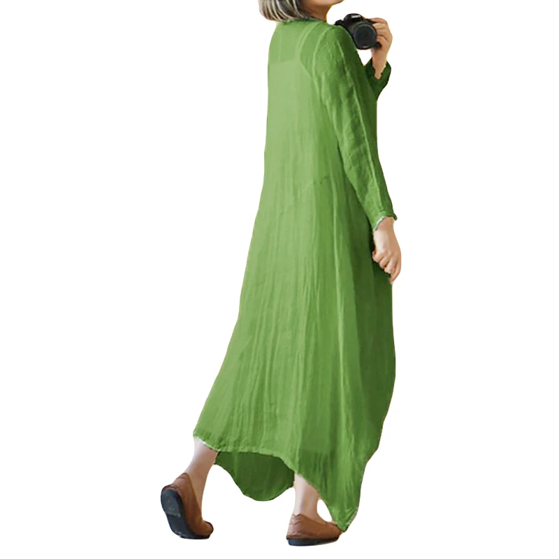 Anself-Elegant-Women-Plus-Size-Maxi-Dress-5XL-Solid-Color-O-Neck-Long-Sleeve-Oversized-Dress