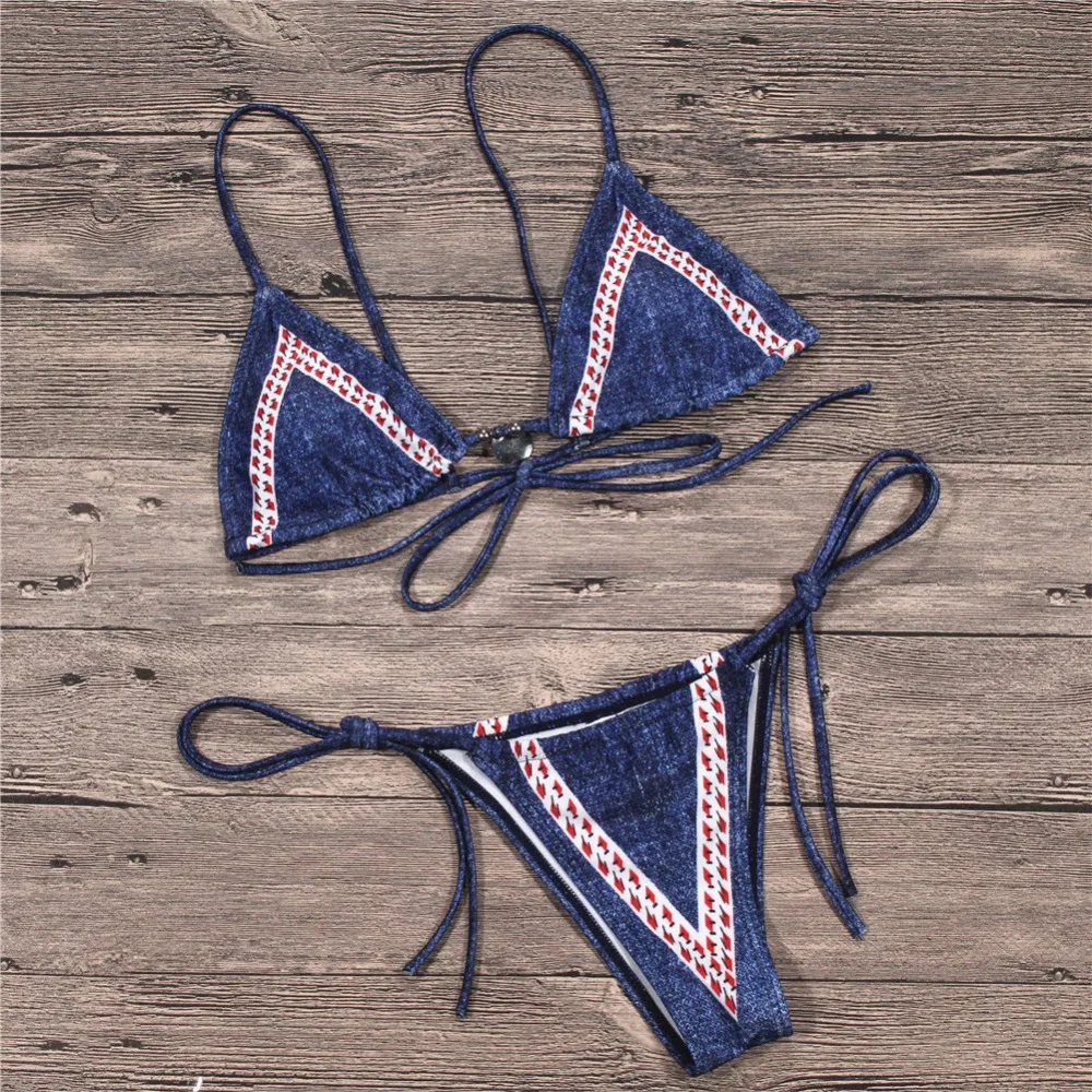 denim bikini swimming 2018 summer new arrival sexy Swimwear Women high