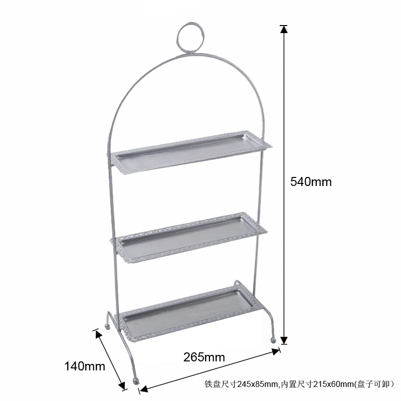 Винтажная Серебряная железная подставка для торта, свадебные принадлежности для дня рождения, тарелки для кексов, десертный лоток, инструменты для выпечки для кофейни - Цвет: Three Tier