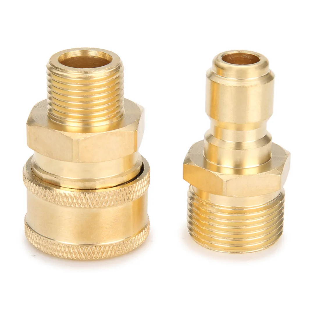 1 Pair Brass Quick Couplers 3/8" M22 Quick Release Pressure Washer Adapter Connector Coupling 14.8MM For Garden Joints