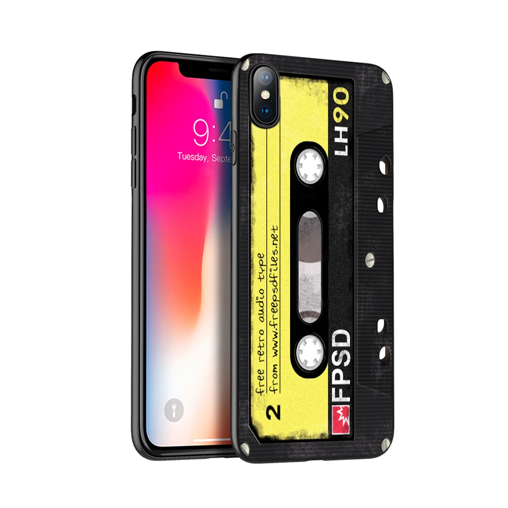 Черный чехол из ТПУ для iphone 5 5s SE 2020 6 6s 7 8 plus x 10 XR XS 11 pro MAX силиконовый кассета ленты