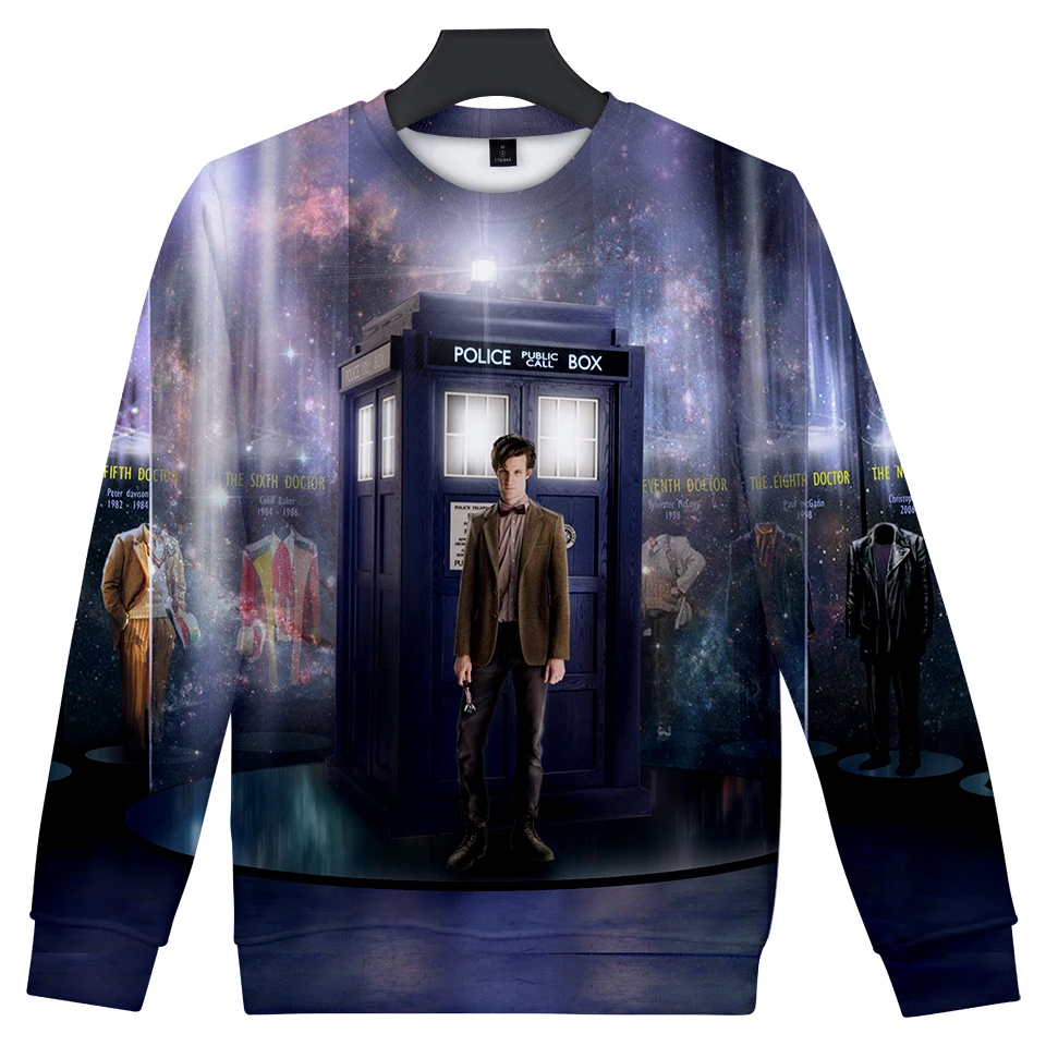 

2019 3D Doctor Who O-neck Long Sleeve Casual Sweatshirt crew neck pullover Kpop Casual New Style Kpop