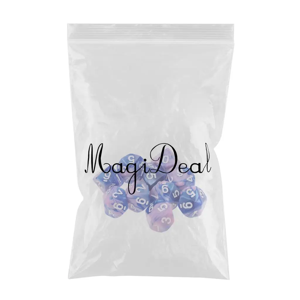Perfeclan 10pcs 10 Sided D10 Polyhedral Dice Double Color for DND RPG MTG Board Game Accessories Double Colors Dice