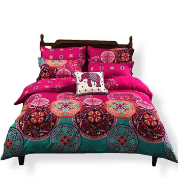 

bohemian Bed sheets sets linens multicolor abstract floral cotton bedspread Queen King Double size quilt cover bedding sets