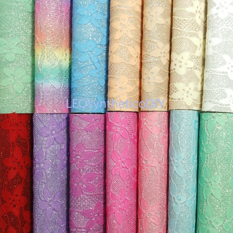 

1PC 21X29CM Lace Glitter Leather For Making Bows Accessories LEOsyntheticoDIY T137