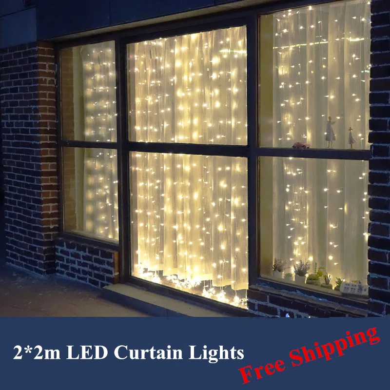 

Fairy 2*2 m 180 leds LED curtain lights New Year lighting Christmas garland wedding party garden home indoor luminarias decor