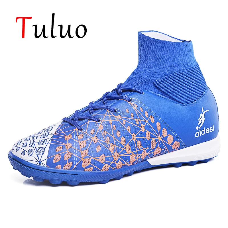 

TULUO Professional Soccer Shoes Men Womeb Kids Cleats Training Turf Superfly Futsal Football Boots High Ankle Sport Man Sneakers