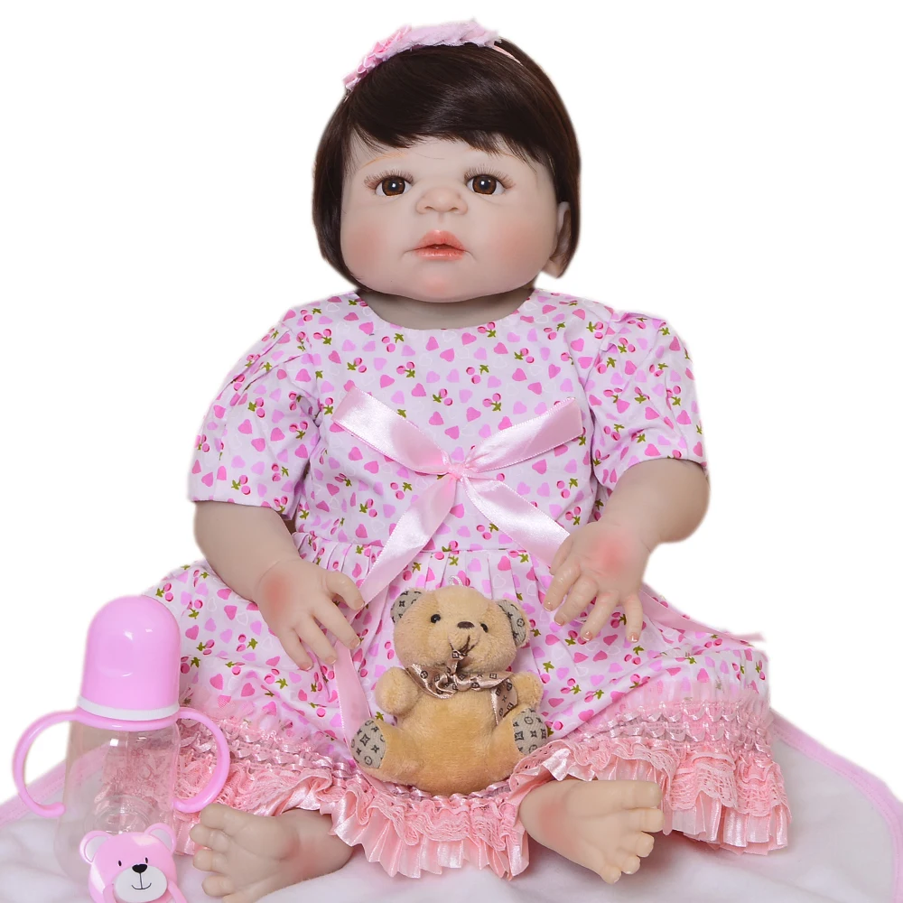 

Lifelike Princess Full Silicone Vinyl Reborn Baby Dolls 23 inch Realistic Newborn Doll Sweet Baby Girl Toys Kid Birthday Gifts