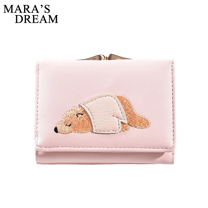 

Mara's Dream Small Purse Woman Wallet Embroidery Bear Purses Hasp Mini New Leather Ladies Wallet Women Purses Clutch Card Holder