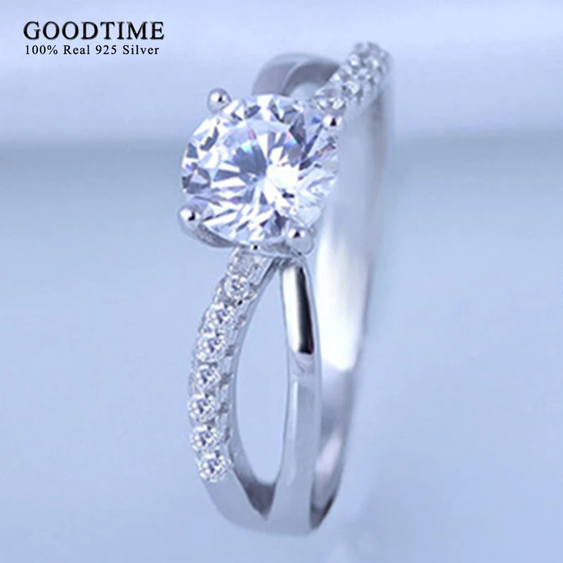 100% 925 Sterling Silver Jewelry Pure 925 Silver Rings Filling Zirconia Wedding Rings For Women Anniversary Couple Gift GTR042