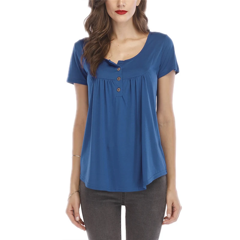 

UZZDSS 2019 Women Summer V Neck Short Sleeve T shirt Loose Sexy camiseta feminina T Shirts Female Plus Size Long Style Tops