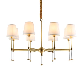 

modern living room chandelier gold lights white lampshade bedroom lamp