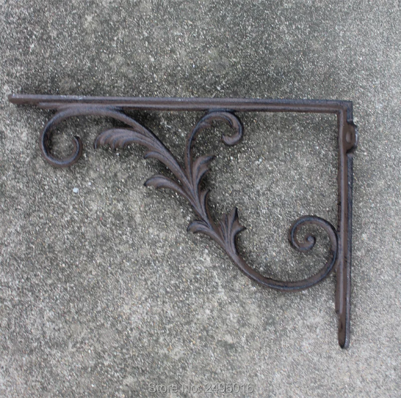 Pair Elegant Antique Garden Bracket Cast Shelf Iron Brackets Pair Braces US 