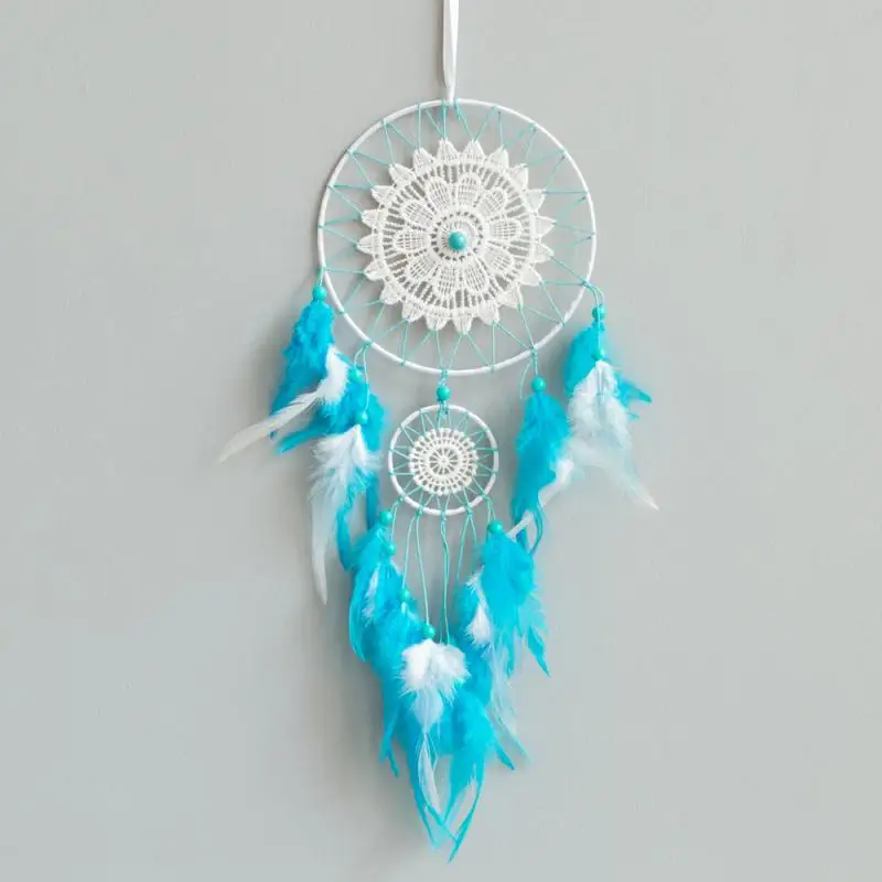 Искусство отделки перьями Dream Catcher белый колокольчиков ручной работы индийский сеть Ловца снов для настенный домашний Декор автомобиля Colgante Декор