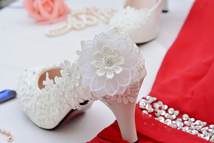 Белые свадебные туфли с цветами; женские туфли-лодочки на высоком каблуке; женская свадебная обувь; женские туфли-лодочки; женская обувь; chaussure femme talon;#65